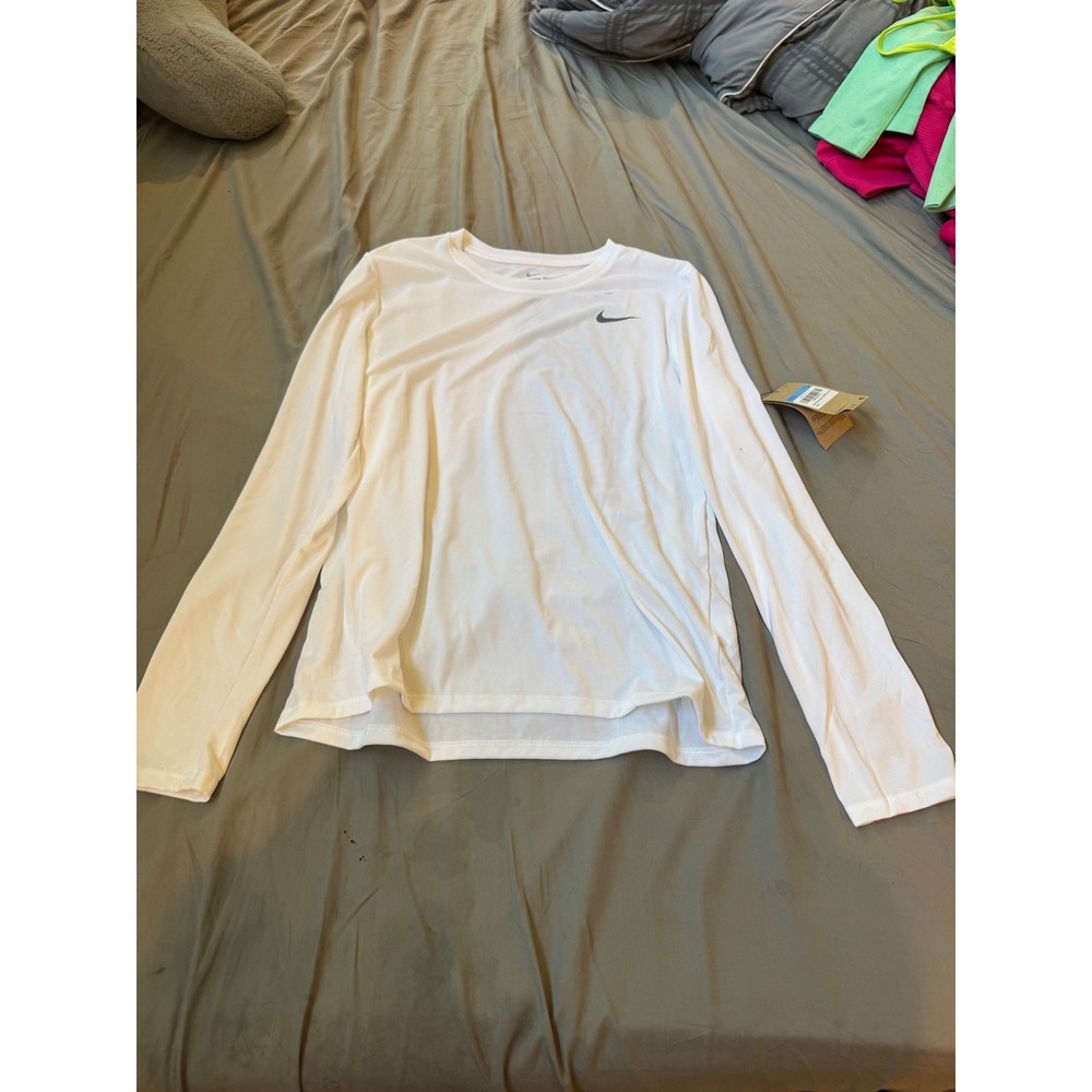 Nike Womens Legend Dri-FIT Long Sleeve Training Tee White DV7311-100 Size M
